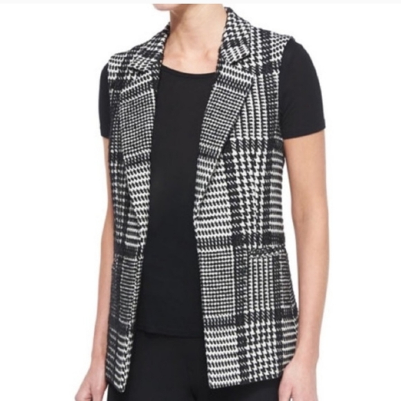 Theory Eldora Glen Houndstooth Plaid Sleeveless Blazer Vest. Sz 2. - Picture 6 of 12